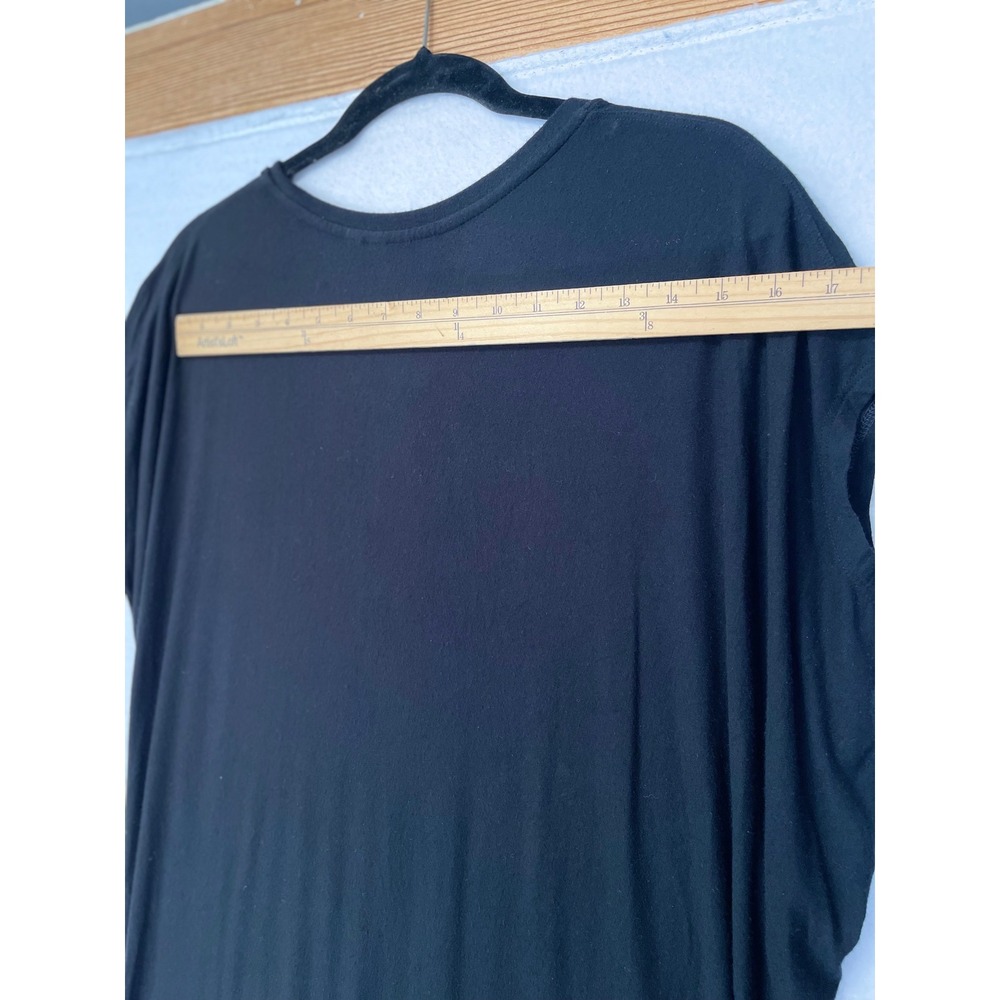 Athleta Maxi Dress Womens Small Tall Black Modal Spandex Asymmetrical Cap Sleeve - Picture 7 of 10